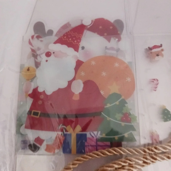 -Christmas santa & elk print gift clear boxes set of 8 - Picture 5 of 6